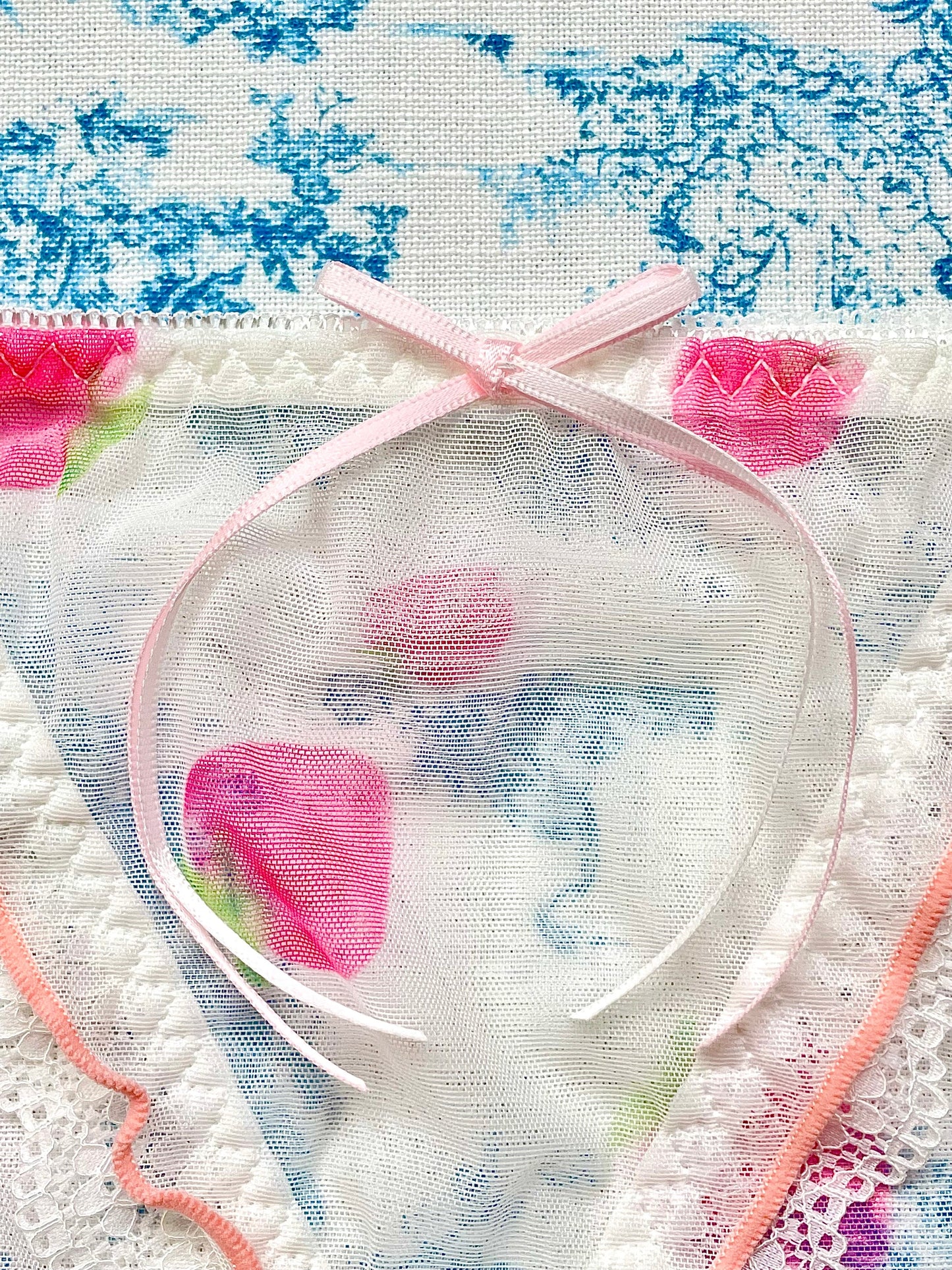 White Mesh Strawberry Panty