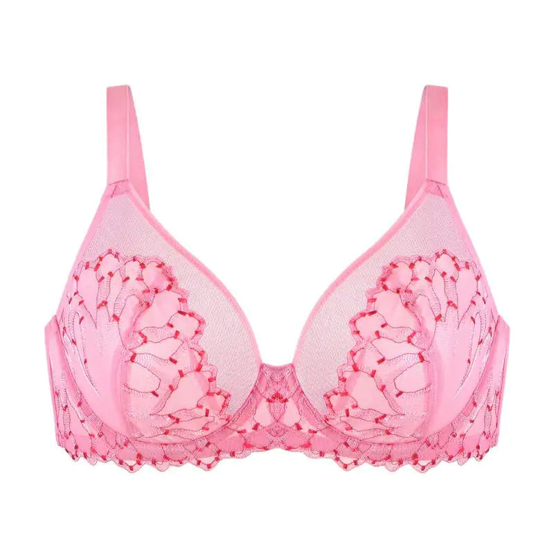 Full Coverage Unlined Underwire Bra, HSIA Winter Sonata Embroidered Lace Trim