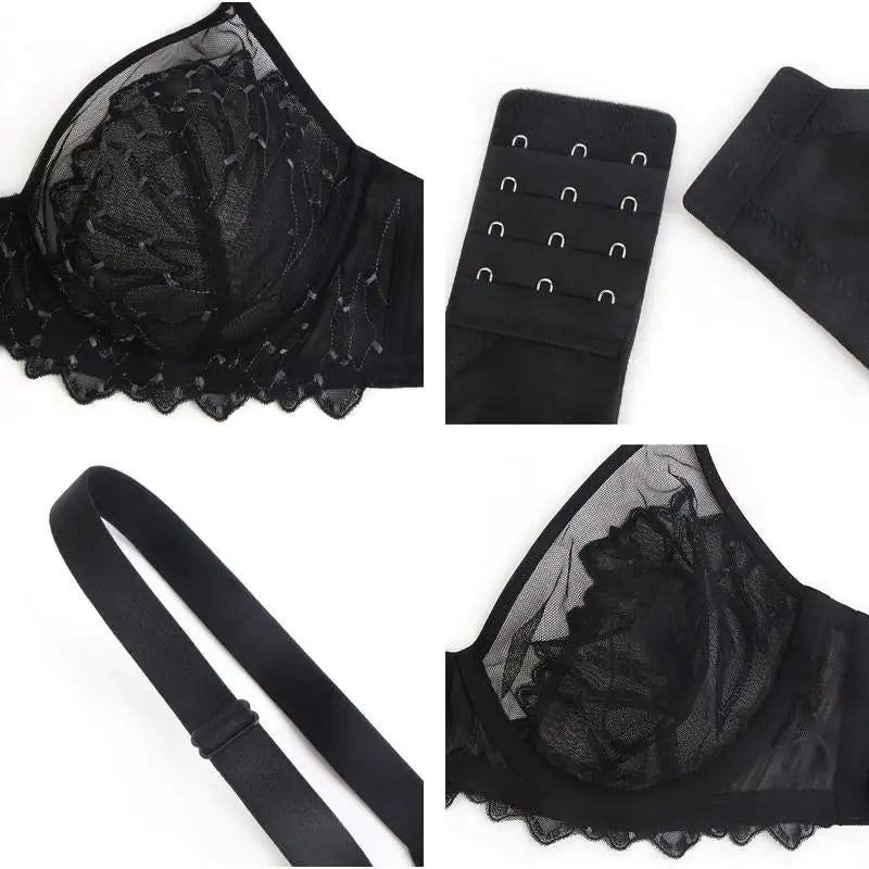 Full Coverage Unlined Underwire Bra, HSIA Winter Sonata Embroidered Lace Trim