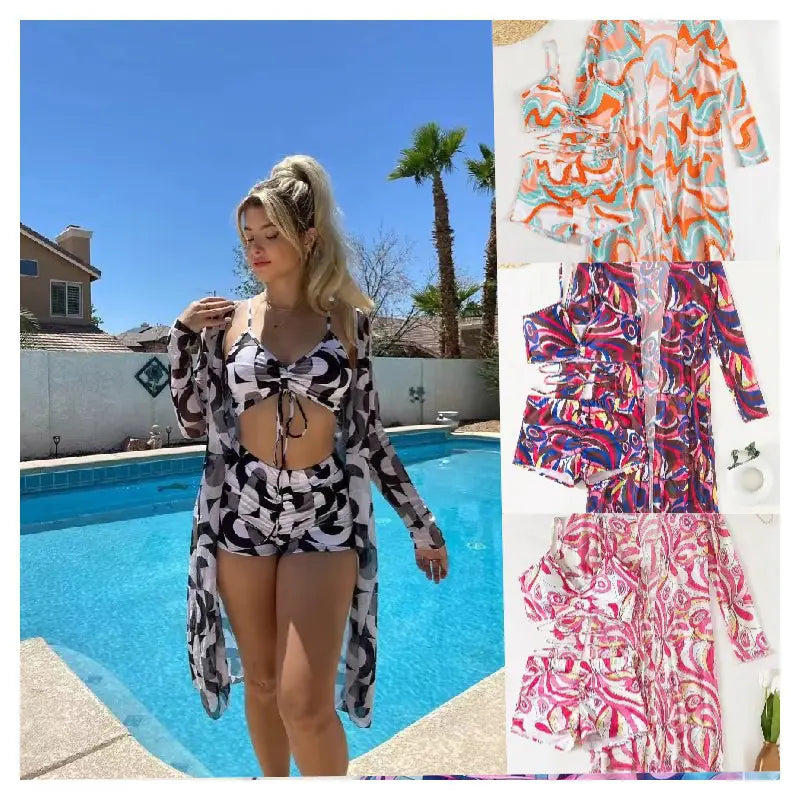 2024 Women's Three-Piece High Waist Bikini Set