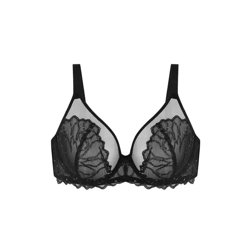Full Coverage Unlined Underwire Bra, HSIA Winter Sonata Embroidered Lace Trim