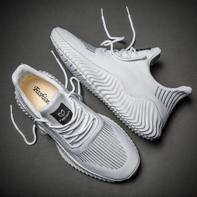 Breathable White Fashion Sneakers for Men - Walter - Mall