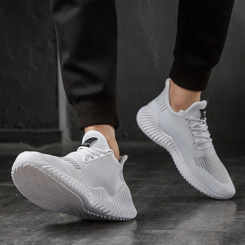 Breathable White Fashion Sneakers for Men - Walter - Mall