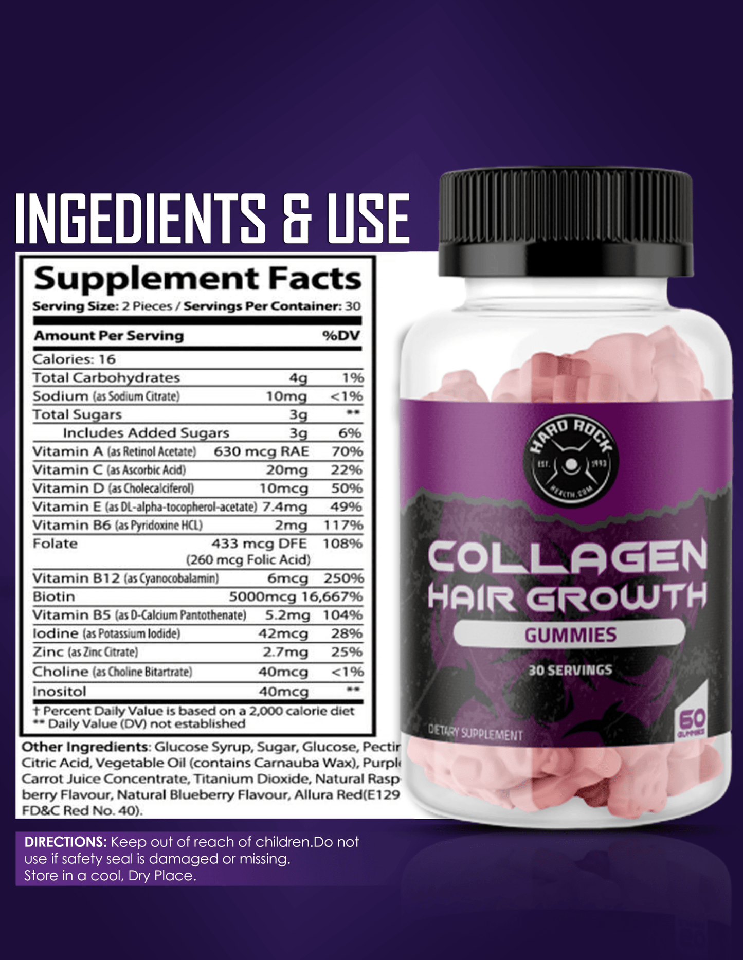 Hair Vitamin Collagen Gummies - 60 Gummies - Walter - Mall
