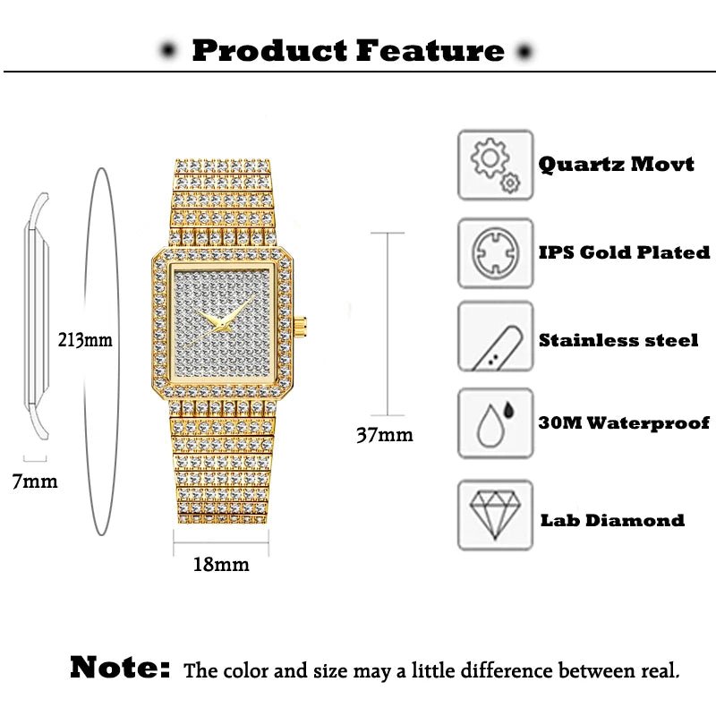 Ladies Gold Square Watch - Walter - Mall