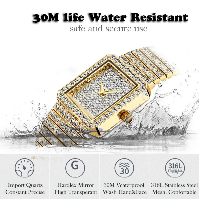 Ladies Gold Square Watch - Walter - Mall