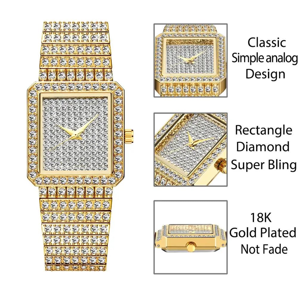 Ladies Gold Square Watch - Walter - Mall