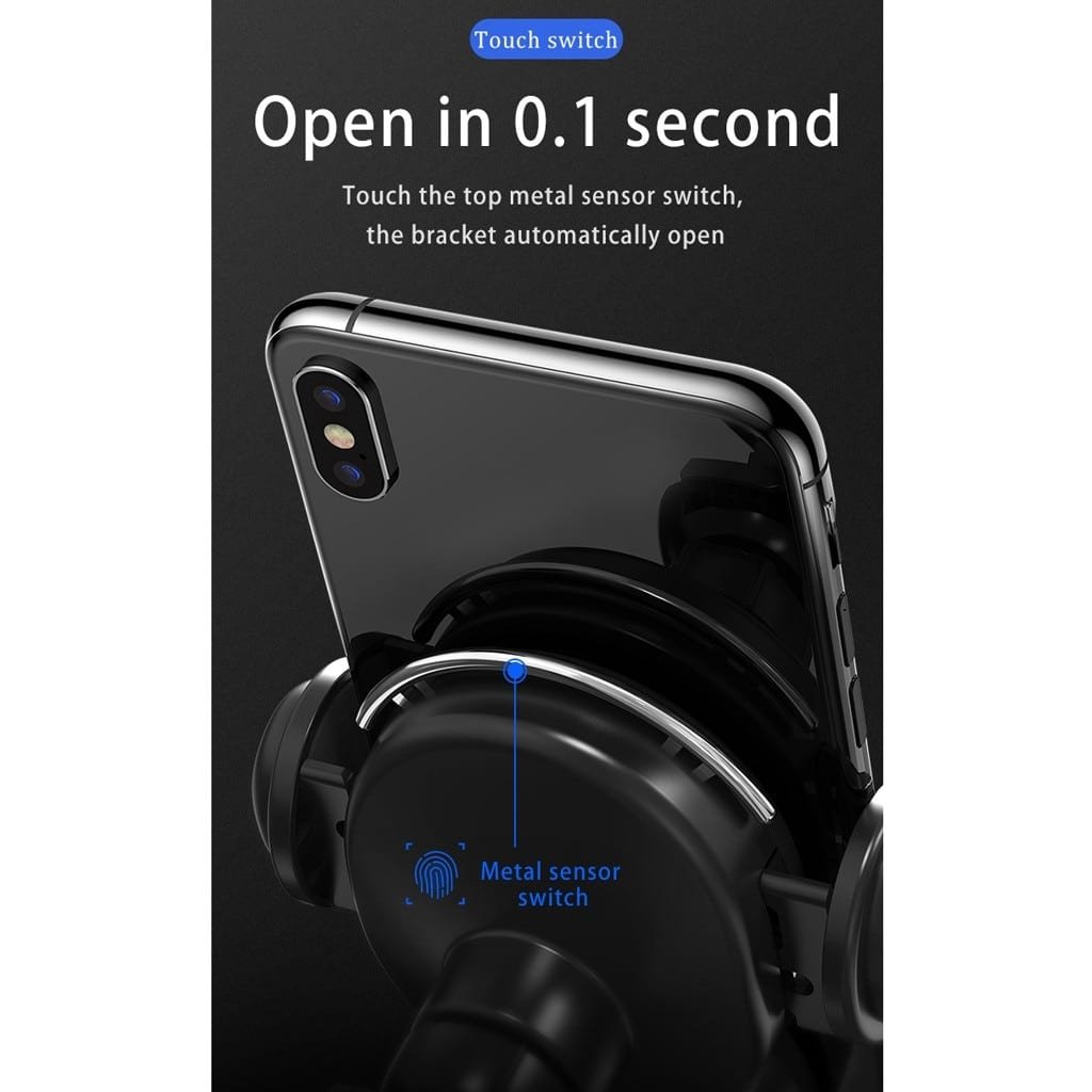 Automatic Clamping Car Fast Charger, 10W Wireless Triangle Mount
