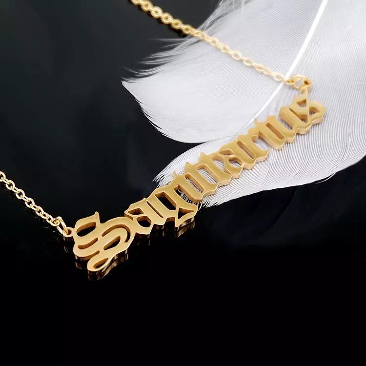 Old English Zodiac Necklace - Walter - Mall