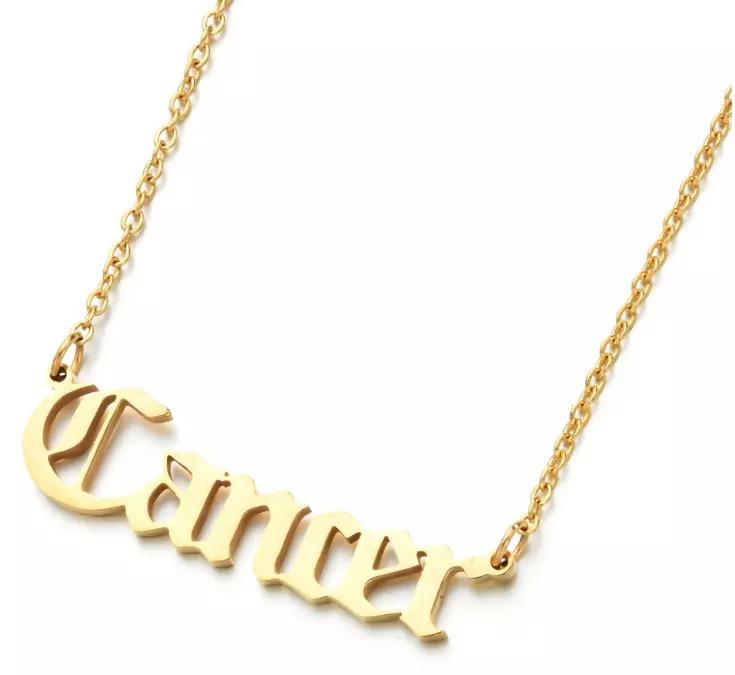 Old English Zodiac Necklace - Walter - Mall