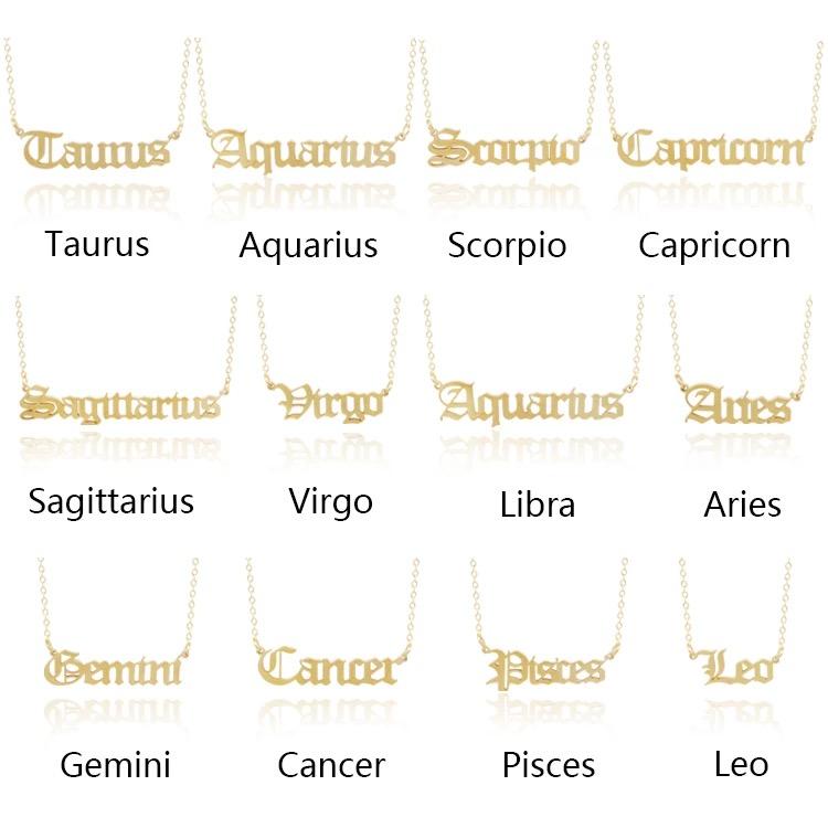 Old English Zodiac Necklace - Walter - Mall