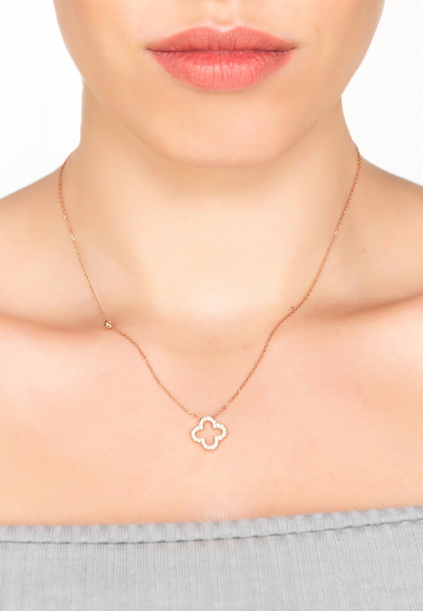 Open Clover Pendant Necklace, jewelry, silver - Walter - Mall