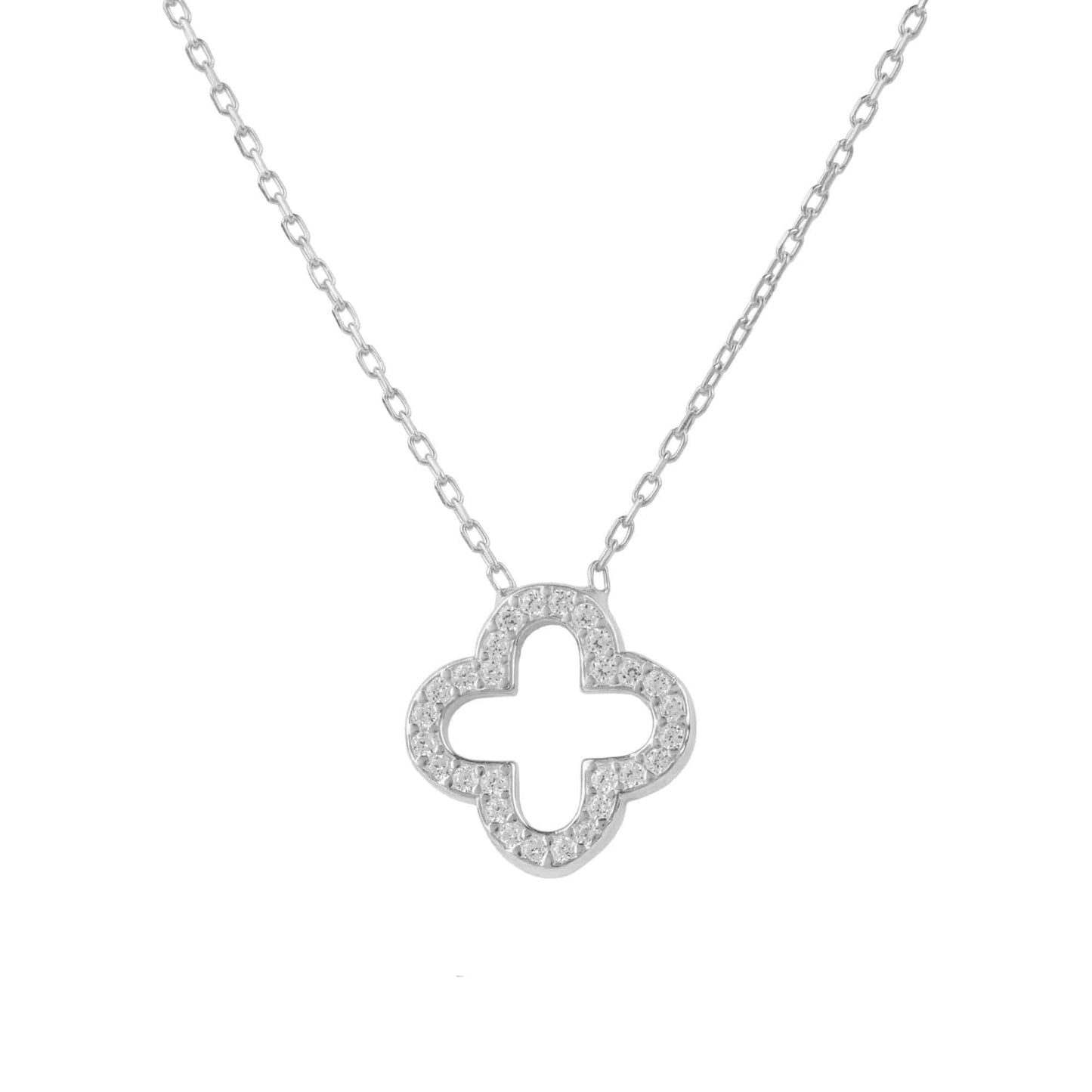 Open Clover Pendant Necklace, jewelry, silver - Walter - Mall