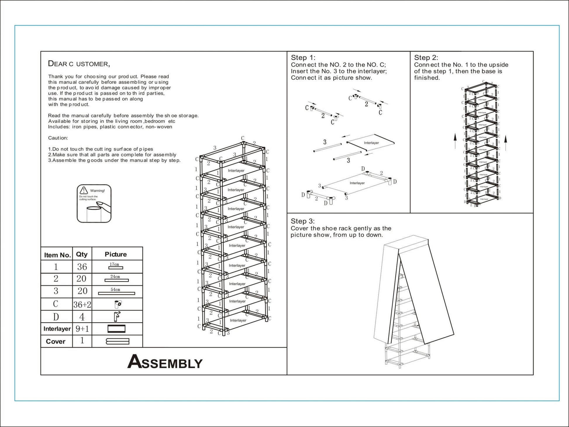10 Layer 9 Grid Shoe Storage Closet - Walter - Mall