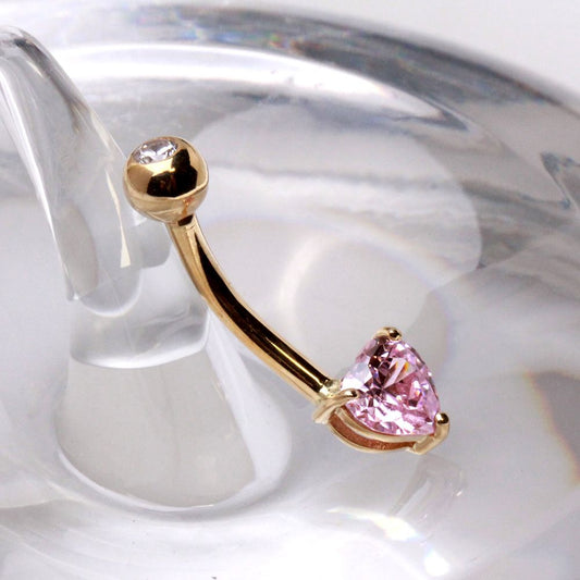 14Kt Gold Navel Ring With Prong Set, women, - Walter - Mall