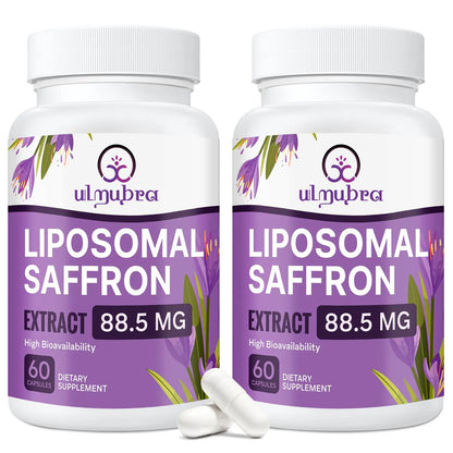 Liposomal Saffron Supplements 88.5 mg Maximum Absorption 100% Pure Saffron Extract Capsules for Mood Energy Vision & Focus - 120 Vegan Capsules
