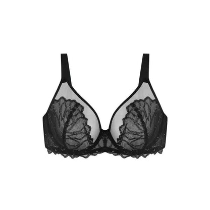 Full Coverage Unlined Underwire Bra, HSIA Winter Sonata Embroidered Lace Trim