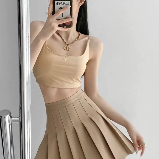 Fashionable Pleated Skirt for Women - Coffee Color
