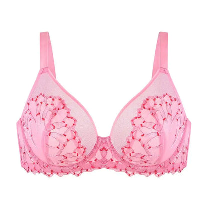 Full Coverage Unlined Underwire Bra, HSIA Winter Sonata Embroidered Lace Trim
