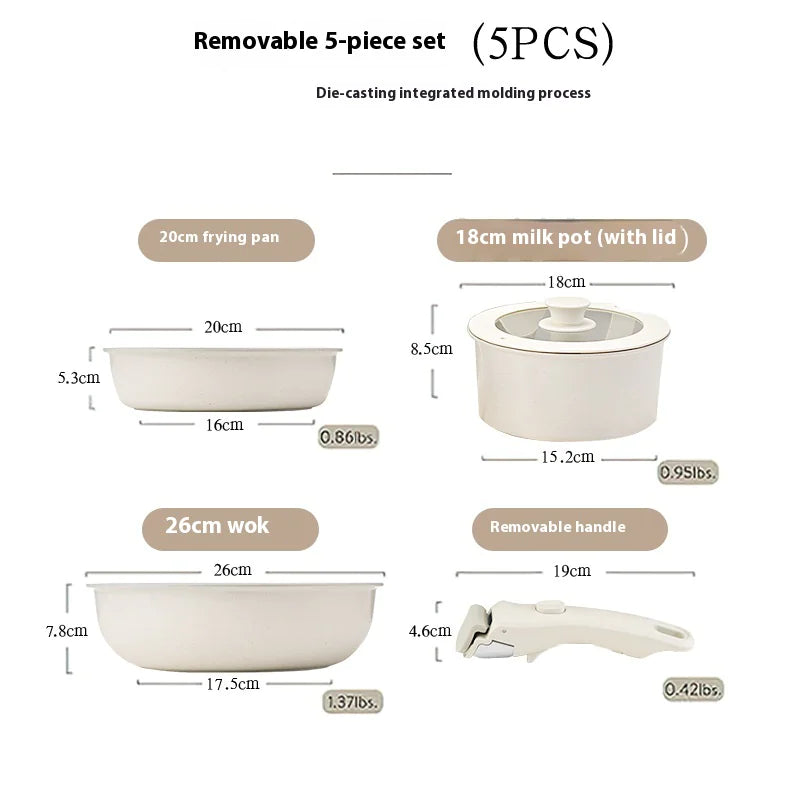Removable Handle Non-Stick Pan Set