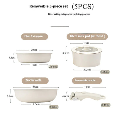 Removable Handle Non-Stick Pan Set