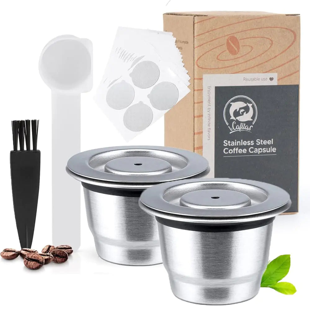 Refillable Coffee Capsules Stainless Steel Reusable Nespresso Pods Compatible with Nespresso Original Line Machines