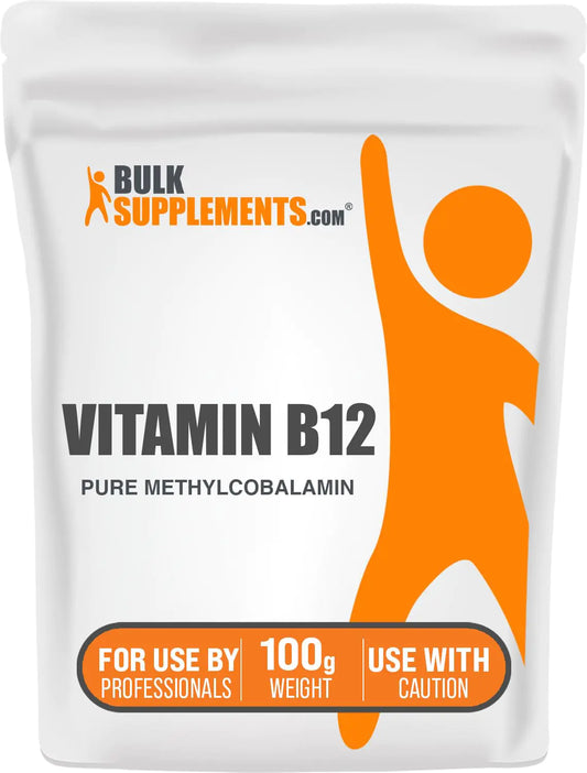 BulkSupplements.com Pure Vitamin B12 Methylcobalamin Powder - Vitamin B12 Supplements Essential B Vitamin - Pure Product Multiple Servings 100g (3.5 oz) (Pack of 1)