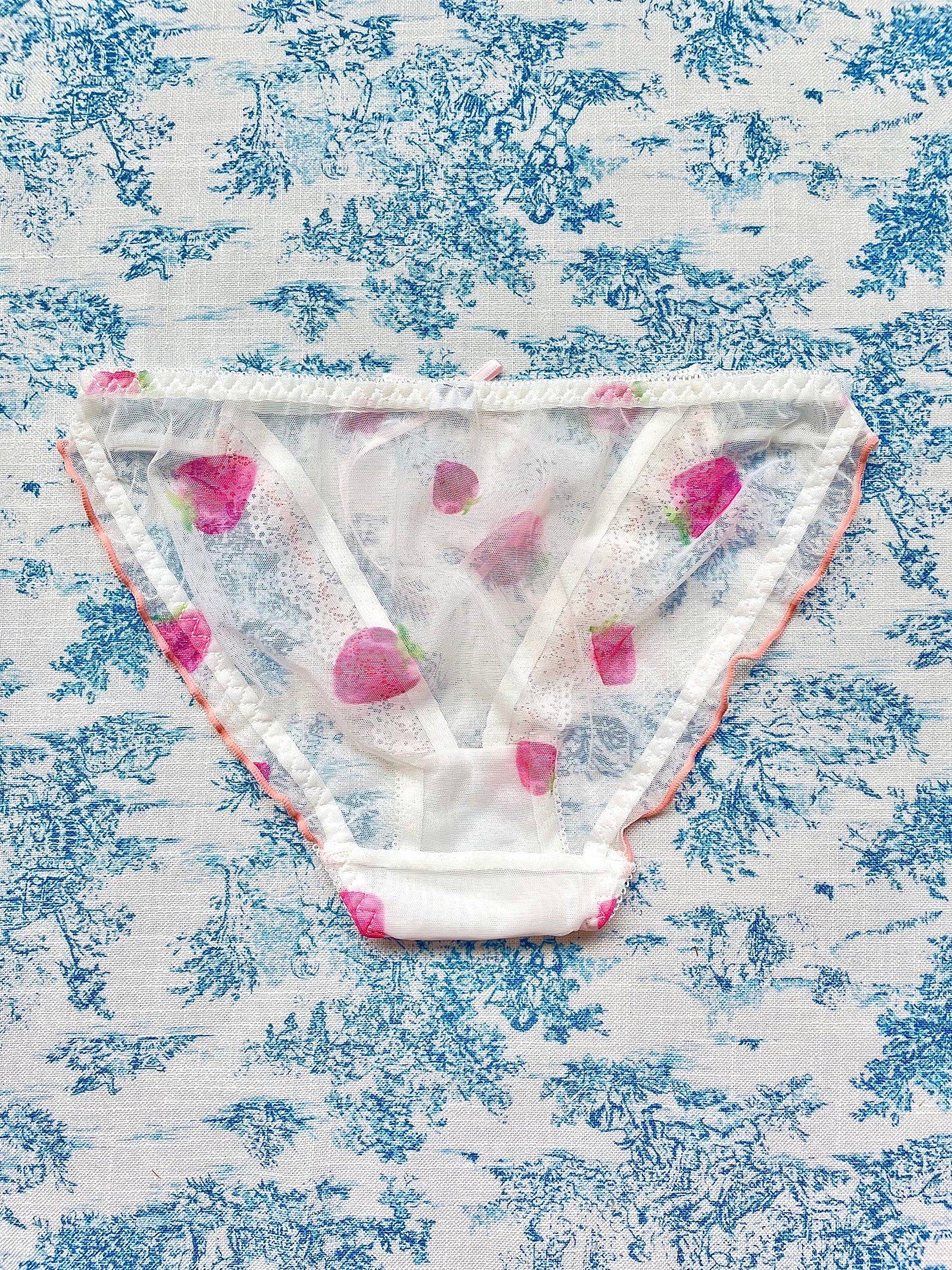 White Mesh Strawberry Panty