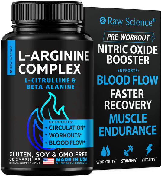 L Arginine L Citrulline Supplement Nitric Oxide Supplements for Men: L-Arginine L-Citrulline Complex Booster Mens Performance Supplements Nitric Oxide Flow Blood Pressure & Vascularity 60 Capsules