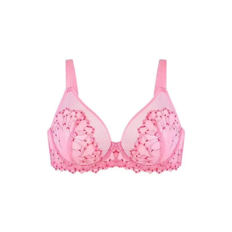 Full Coverage Unlined Underwire Bra, HSIA Winter Sonata Embroidered Lace Trim