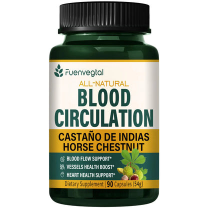 Fuenvegtal Horse Chestnut Blood Circulation Capsules Castaño de Indias y Diosmina para la Circulacion Nitric Oxide Supplement for Healthy Blood Flow Blood Pressure. 90 Counts