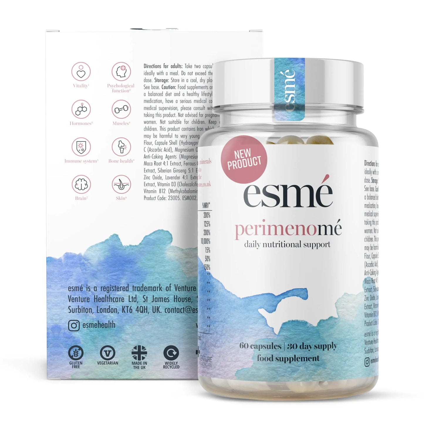 Nahrungsergänzungsmittel für die Wechseljahre und die Perimenopause, 1-Monats-Vorrat – Tägliche Unterstützung in der Frühphase der Wechseljahre – 60 Kapseln – Enthält Ashwagandha-Vitamine und Rotklee