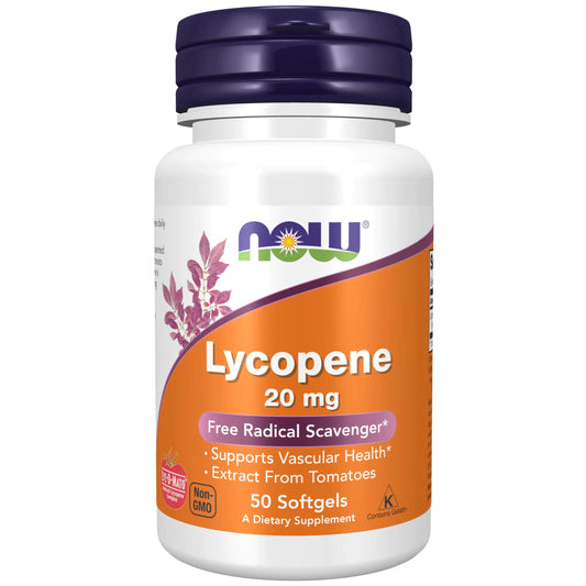 NOW Supplements Lycopin 20 mg mit natürlichem Extrakt aus Tomaten, Radikalfänger*, 50 Weichkapseln