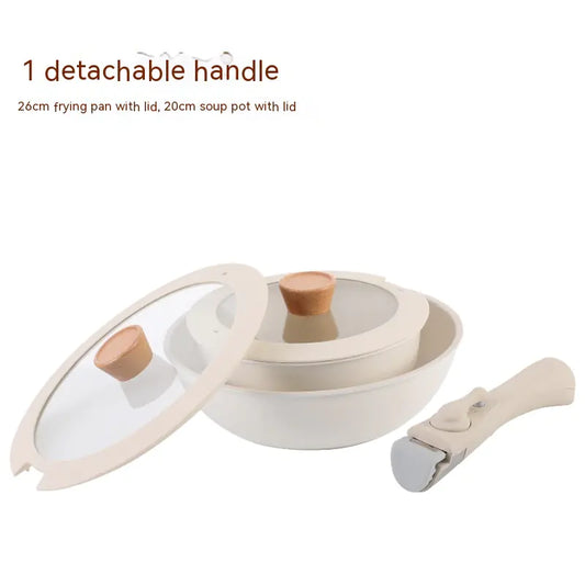 Pan with Removable Handle Non-stick Thickened White Pan