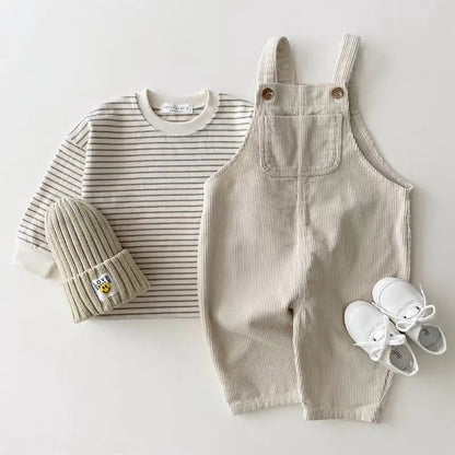 Floral Denim Suspender Pants for Infants and Toddlers