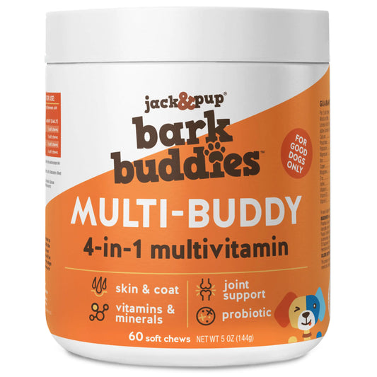 Jack&Pup Dog Vitamins and Supplements Multivitamins for Dogs - Bark Buddies Multi-Buddy Dog Multivitamins Chewable Soft Chews Puppy Vitamins and Supplement