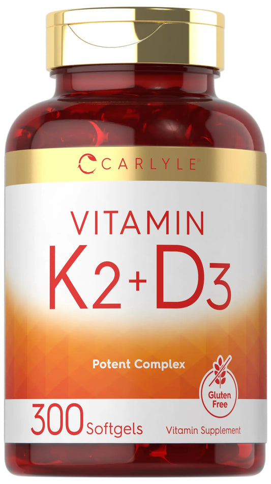 Vitamin K2 and D3 Supplement | 300 Softgels | 200mcg K2 MK7 & 10000 IU D3 | Non-GMO Gluten Free