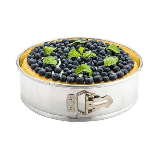 Cake Pan 1 Springform Springform Pan - Restaurantware Met Lux 10 Inch Round Removable Bottom Release Latch Silver Aluminum Cheesecake Pan For Baking Desserts