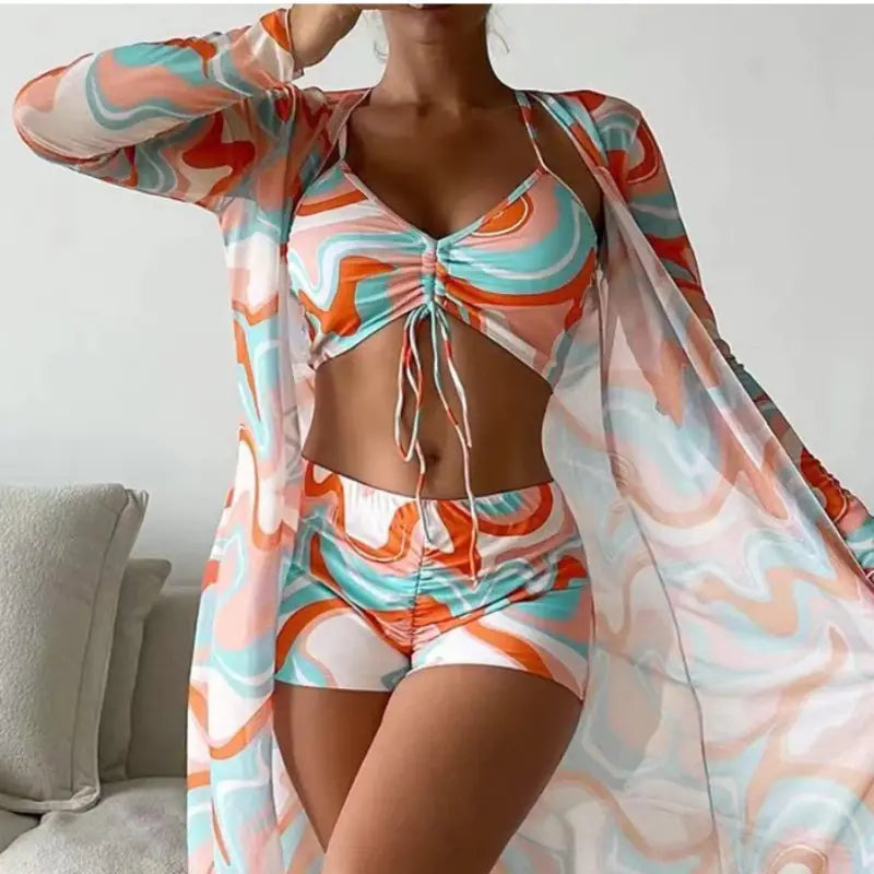 2024 Women's Three-Piece High Waist Bikini Set