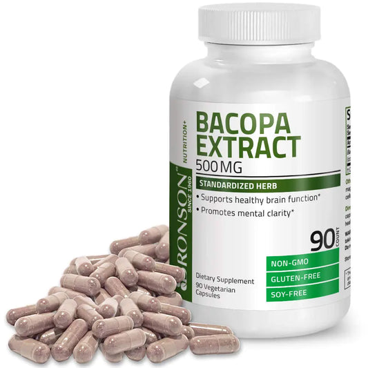 Bacopa Monnieri Extract 500 mg - Promotes Mental Clarity and Brain Function - Non GMO 90 Vegetarian Capsules
