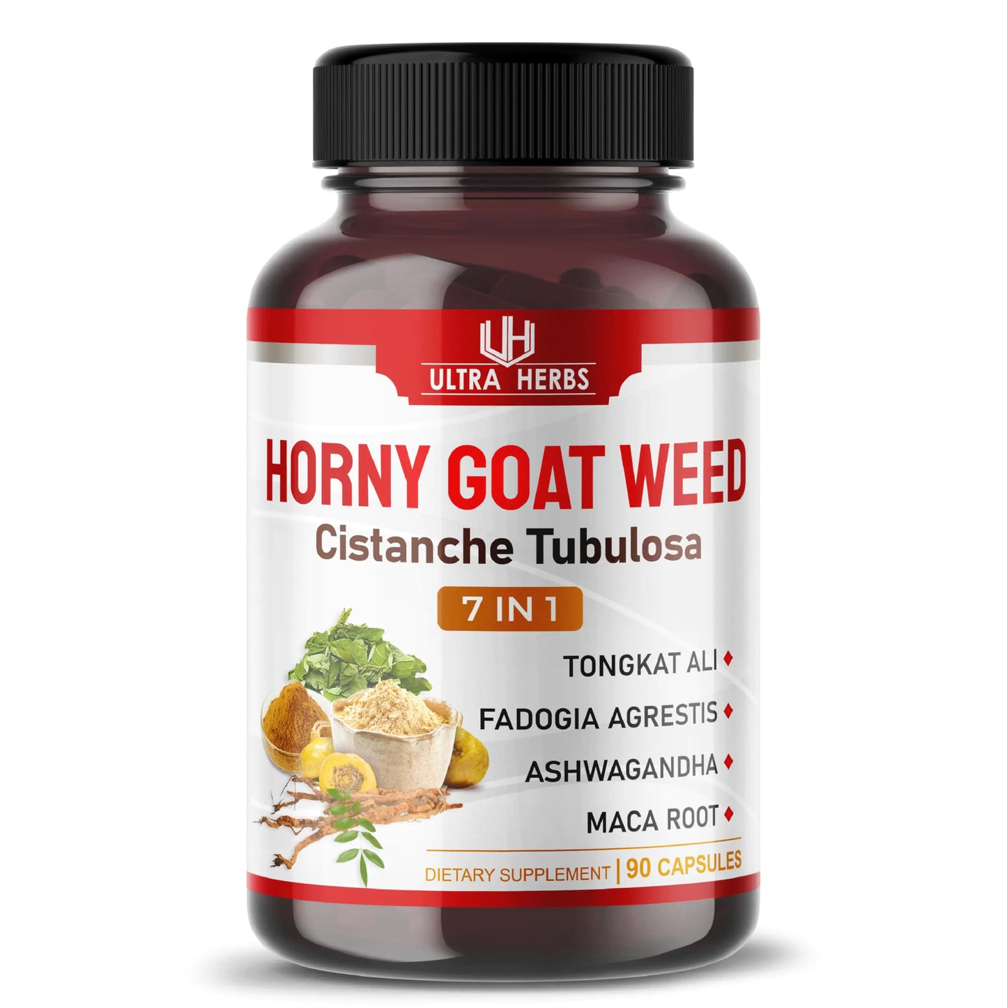 Ultra Horny Goat Weed 15500mg Tongkat Ali 2500mg Maca Root 750mg Tribulus 1000 mg - Increase Energy Stamina & Performance with Fadogia Ashwagandha Ginseng L-Arginine (90 Count (Pack of 1))