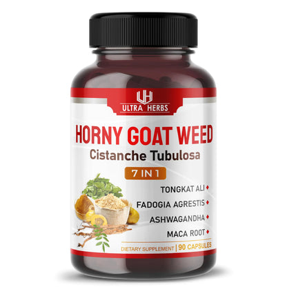 Ultra Horny Goat Weed 15500mg Tongkat Ali 2500mg Maca Root 750mg Tribulus 1000 mg - Increase Energy Stamina & Performance with Fadogia Ashwagandha Ginseng L-Arginine (90 Count (Pack of 1))