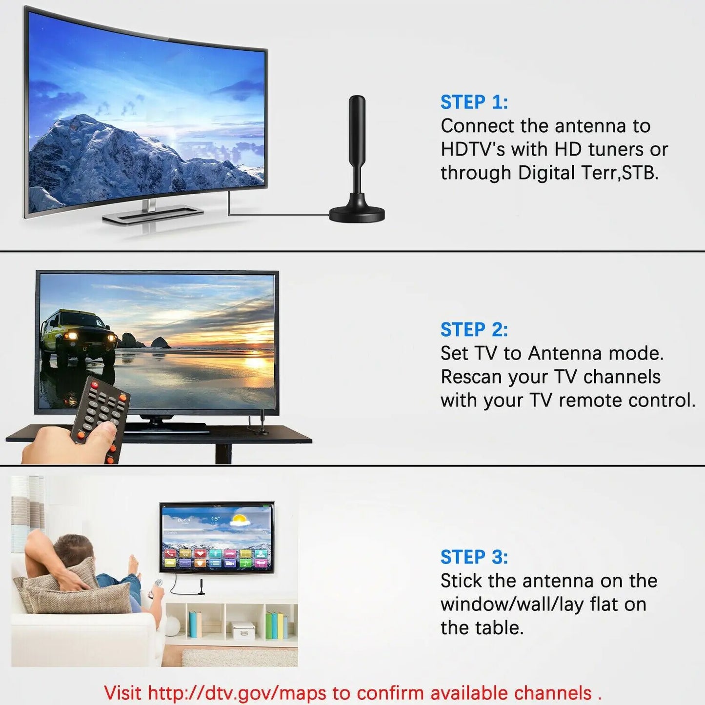 300 Mile Enhanced HD Indoor TV Antenna