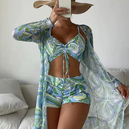 2024 Women's Three-Piece High Waist Bikini Set