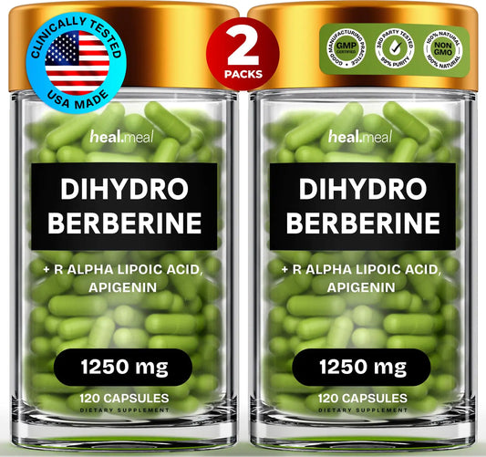 Berberine Supplement - Dehydro Berberine Supplement - Super Berberine Supplement with Apigenin & R Alpha Lipoic Acid - Hydroberberine 240 caps (2 Packs)