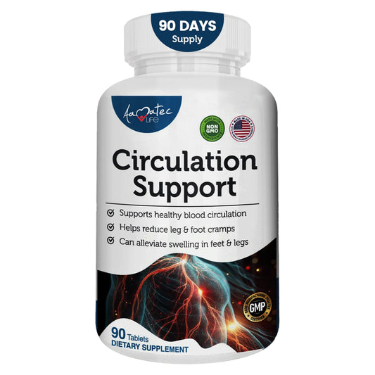 Aamatec Life Blood Circulation Support Supplement for Arteries & Veins Health- Natural Cardiovascular Pills with L-Arginine Ginger Root- Promotes Healthy Blood Flow & Heart Health- 90 Capsules