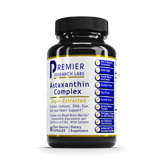 Premier Research Labs Premier Astaxanthin Complex - Astaxanthin Supplements Astaxanthin 4mg per Capsule Sourced from Algae Antioxidant Support for Women & Men - 60 Vegetarian Capsules