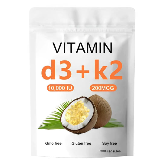 Vitamin D3 K2 10000 IU 2-in-1 Vitamin D3 K2 Supplement from SIRDIKA Softgel D3 + 200 MCG Vitamin K2 Replenish Coconut Oil Softgels
