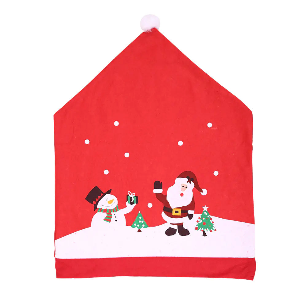 Weihnachtliche Stuhlhussen aus Vliesstoff mit Schneemann-Motiv