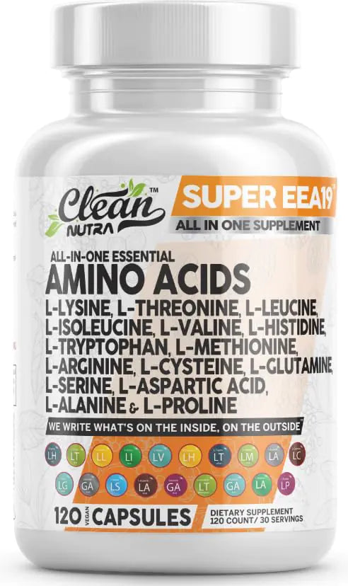 Amino Acids Supplement L-Lysine L-Threonine L-Leucine Isoleucine Valine L-Histidine L-Tryptophan L-Methionine L-Arginine L-Cysteine L-Glutamine L-Serine Aspartic Acid Alanine L-Proline